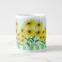 Caneca De Café Grande Flor Verde Amarelo Disparo Floral