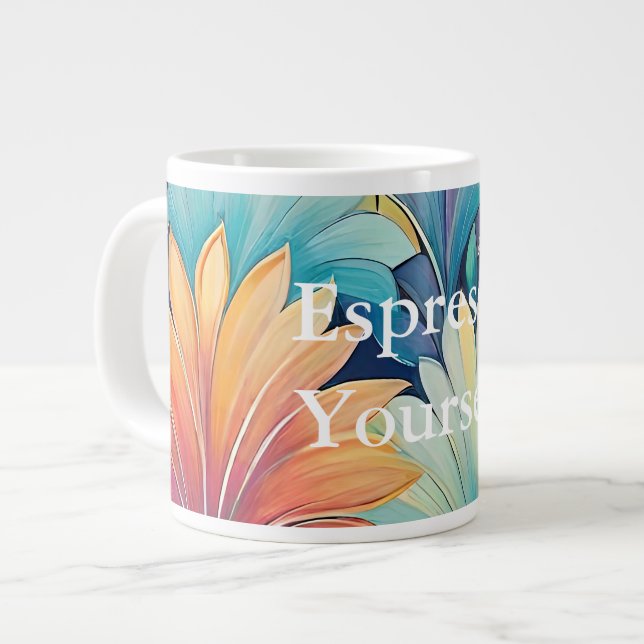 Caneca De Café Grande Flora 1 Floral Pastel Specialty Mug (Frente Esquerda)