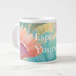 Caneca De Café Grande Flora 2 Floral Pastel Specialty Mug
