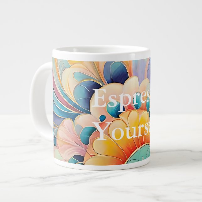 Caneca De Café Grande Flora 3 Floral Pastel Specialty Mug (Frente Esquerda)