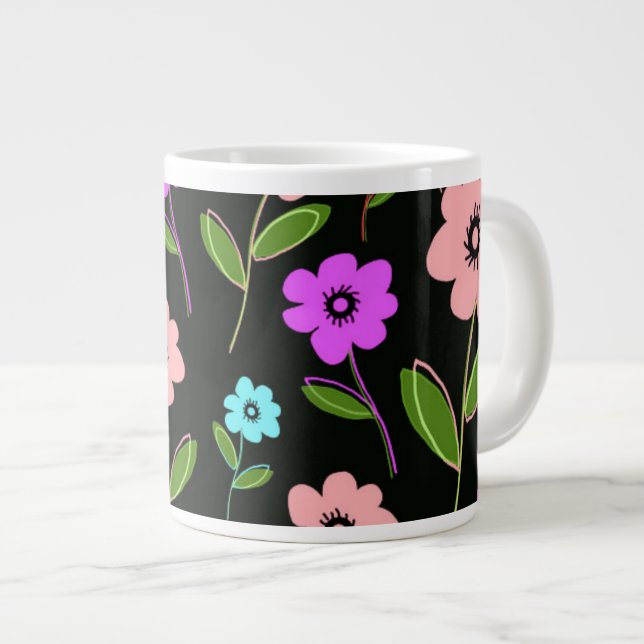 Caneca De Café Grande Florais retrorreflectores (Frente Esquerda)