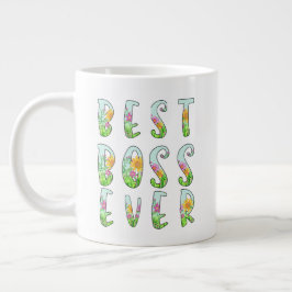 Caneca De Café Grande Floral Best Boss Alguma Vez Specialty Mug