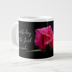Caneca De Café Grande Floral c/ Verso; Flor de rosa vermelha, Salm 118:2