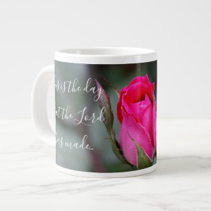 Caneca De Café Grande Floral com Verso; Flor de rosa vermelha, Salm 118: