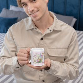 Caneca De Café Grande Floral de primavera de Pássaros do Ovo de Páscoa