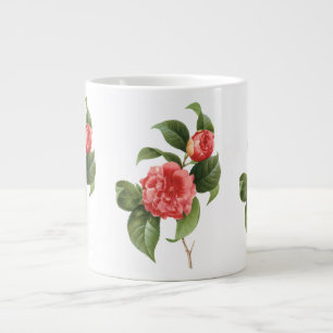 Caneca De Café Grande Floral de Vintage, Flores de Camela Rosa, por Redo