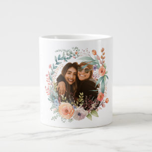 Caneca De Café Grande Floral Elegance Primavera Wreath Photo Latte