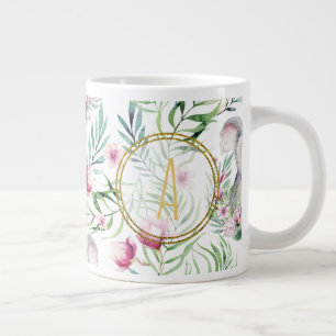 Caneca De Café Grande Floral KOALA BEAR Monograma Raparigas Quarto