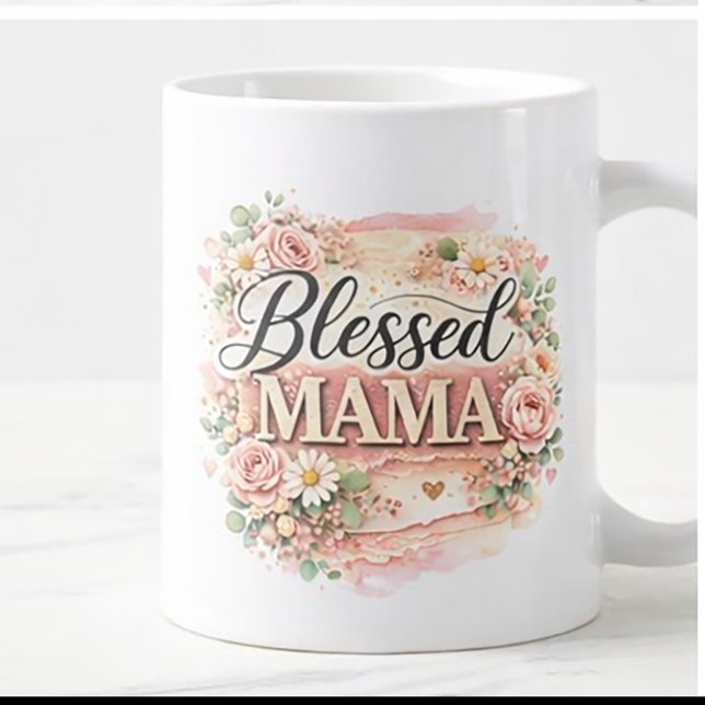 Caneca De Café Grande Floral Mãe Abencoada  (Criador carregado)