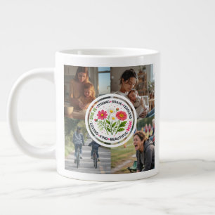 Caneca De Café Grande Floral Moderno Várias Fotos Personalizado Dia das