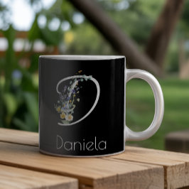 Caneca De Café Grande Floral monograma de aquarela para aposentadoria pr
