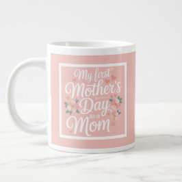 Caneca De Café Grande Floral Rosa Primeiro Dia das Mães