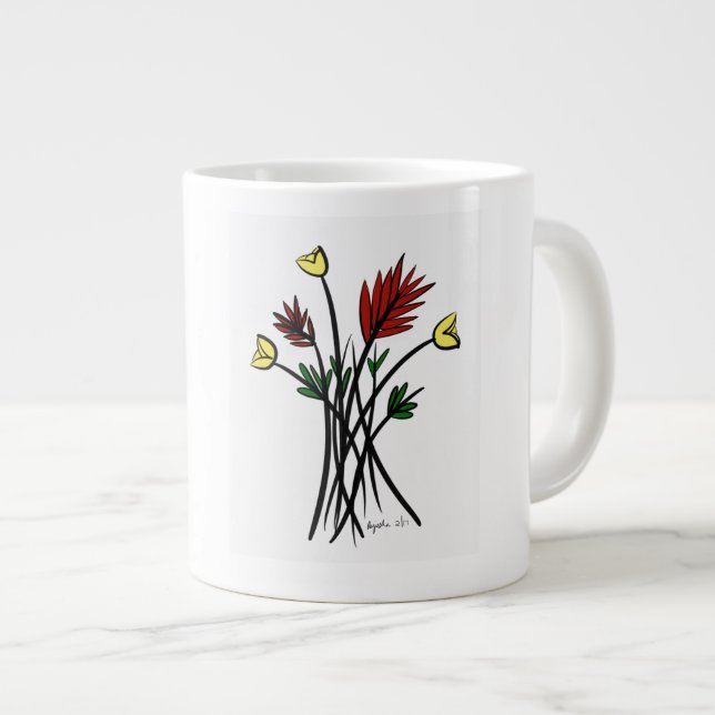 Caneca De Café Grande Flores (Frente Esquerda)
