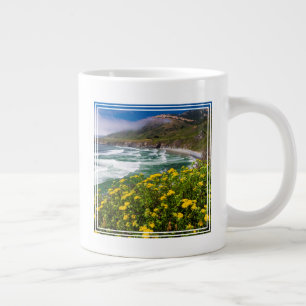 Caneca De Café Grande Flores Acima da Praia Sand Dollar