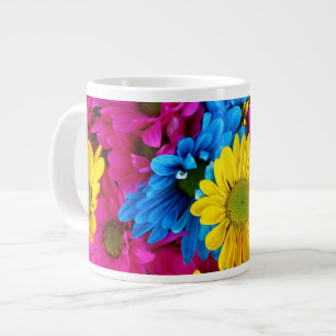 Caneca De Café Grande Flores Coloridas, Visitas - Cor-de-rosa amarelo az