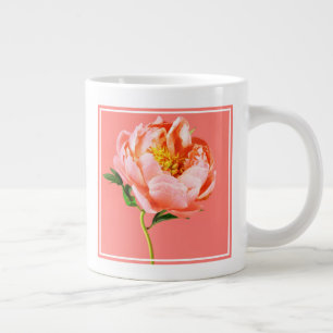 Caneca De Café Grande Flores Coral Peony Blossom