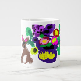 Caneca De Café Grande Flores da primavera Alegria do coelho