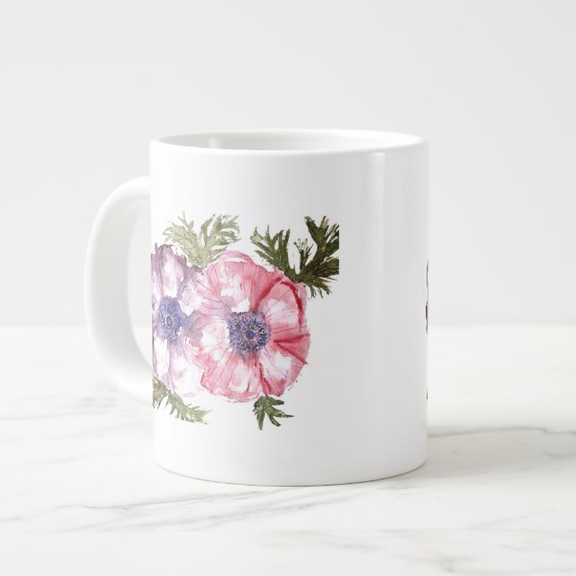 Caneca De Café Grande Flores de água (Frente Esquerda)