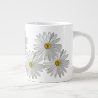 Caneca De Café Grande Flores de Marguerite Branca