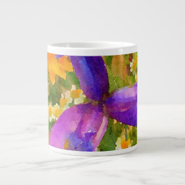 Caneca De Café Grande Flores De Mola De Aquarela Cheias Jumbo Mug