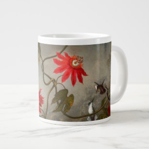 Caneca De Café Grande Flores de Paixão com Pássaros Hummingbird
