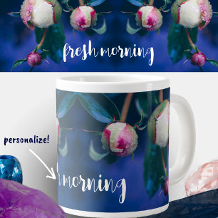 Caneca De Café Grande Flores de pedônia após chuva