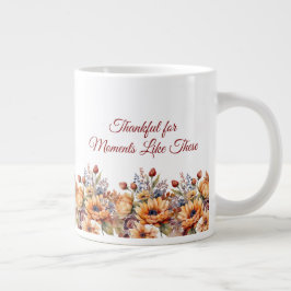 Caneca De Café Grande Flores de Quedas de Aquarela-