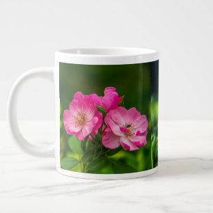 Caneca De Café Grande Flores de Rosa Selvagem Rosa Fotografia Design-526