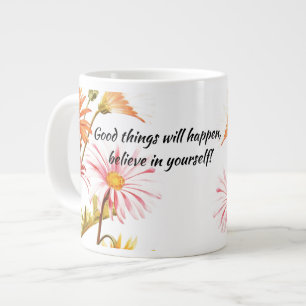 Caneca De Café Grande Flores de Verão Inspiracionais Flores de Café Mug
