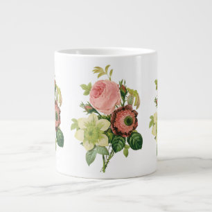 Caneca De Café Grande Flores de Vintage, Rosas de Anemone Clematis por R