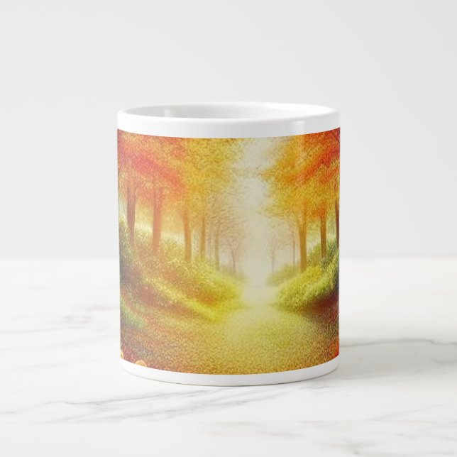 Caneca De Café Grande Flores desabrochando na Primavera (Frente)
