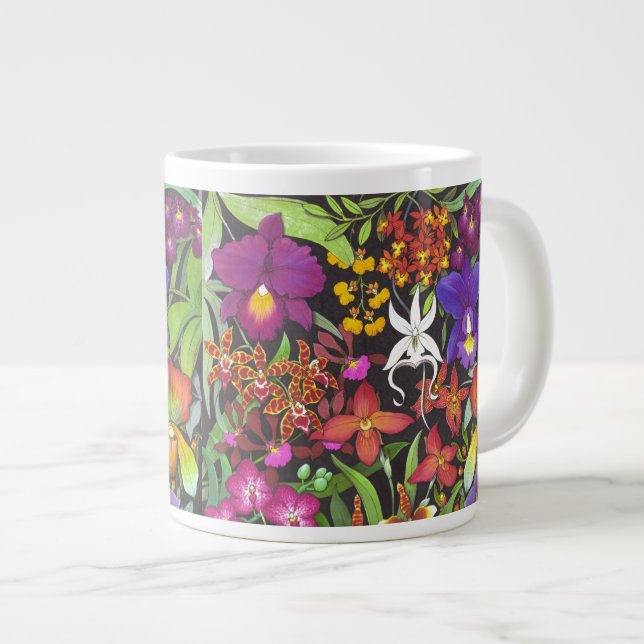 Caneca De Café Grande Flores do Jardim Tropical Jumbo Mug (Frente Esquerda)