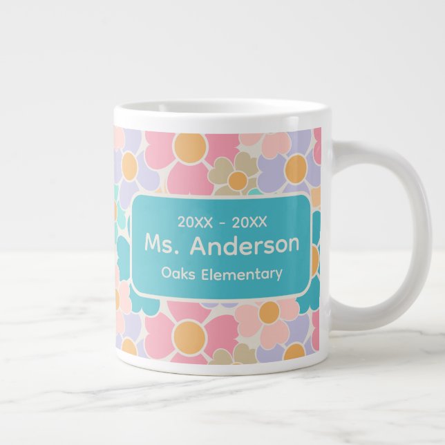 Caneca De Café Grande Flores Pastel Professor Personalizado (Direita)