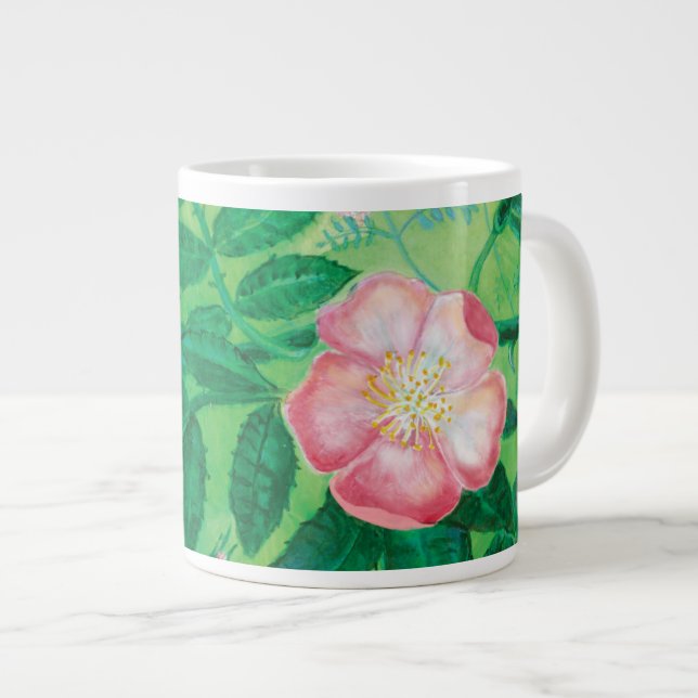Caneca De Café Grande Flores rosa selvagens (Frente Esquerda)