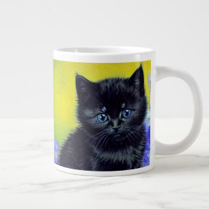 Caneca De Café Grande Flores Roxas Pretas de Gogh