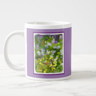 Caneca De Café Grande Flores Selvagens Impasto - Arte Flor Original