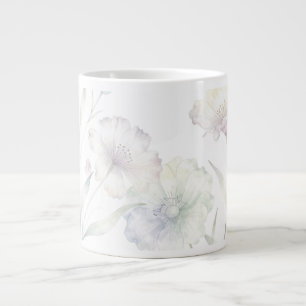 Caneca De Café Grande Flores Silvestres Suaves em Aquarela
