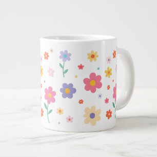 Caneca De Café Grande Flores Simples