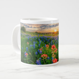 Caneca De Café Grande Flores Texas Bluebonnets e Pincel da Índia