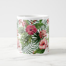 Caneca De Café Grande Flores Tropicais Aquarela Moderna fina Floral