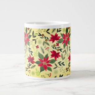 Caneca De Café Grande Flores Vermelhas Natal Padrão-11600