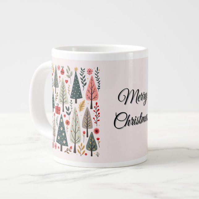 Caneca De Café Grande Floresta de Árvores de Natal Caprichosas (Frente Esquerda)