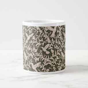Caneca De Café Grande Floresta de folhagem de aves-humanos verde