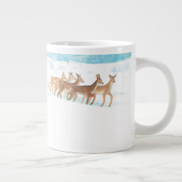 Caneca De Café Grande Floresta de neve de inverno Roe Deer