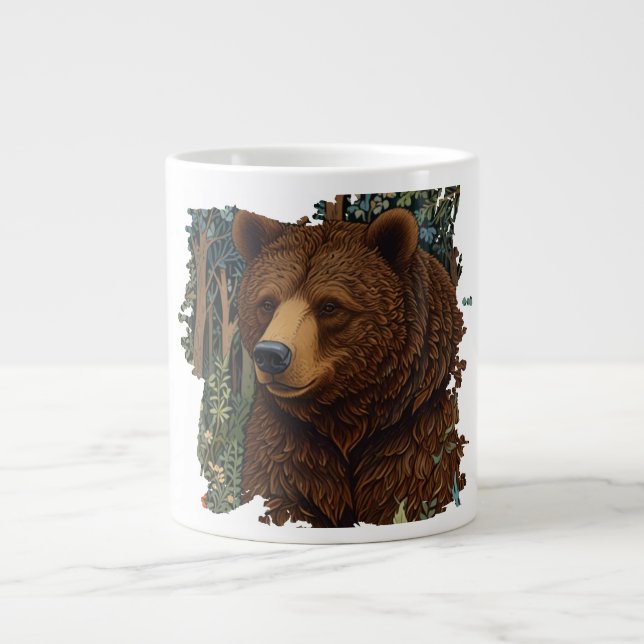 Caneca De Café Grande Floresta de trabalho de arte boho-do-urso-pardo (Frente)