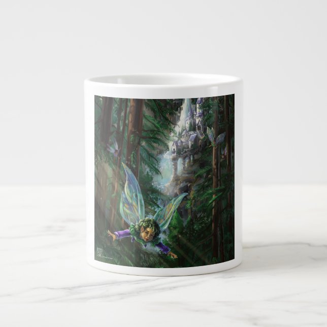 Caneca De Café Grande Floresta do Castelo de Fadas (Frente)