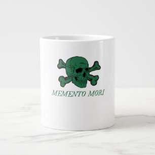 Caneca De Café Grande Floresta Verde Memento Mori Caveira e Ossos Cruzad