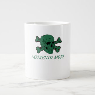 Caneca De Café Grande Floresta Verde Memento Mori Caveira e Ossos Cruzad