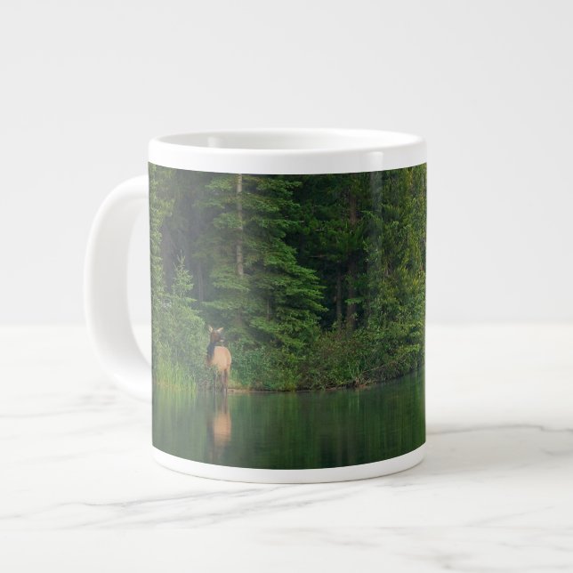 Caneca De Café Grande Florestas | Elk no Banff National Park Alberta (Frente Esquerda)