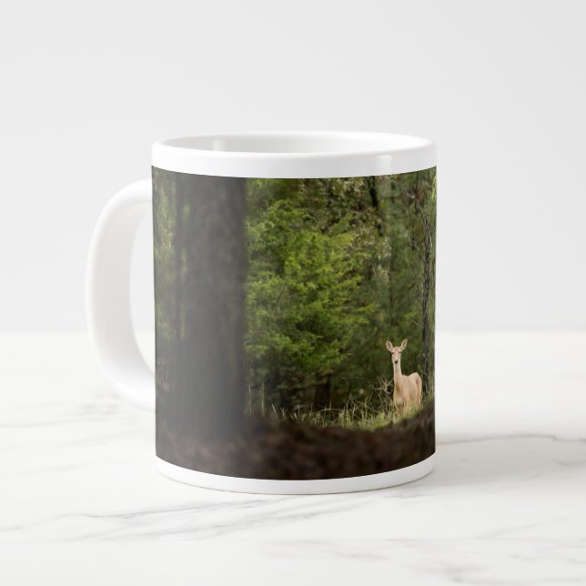 Caneca De Café Grande Florestas | Veado branco na floresta (Frente Esquerda)
